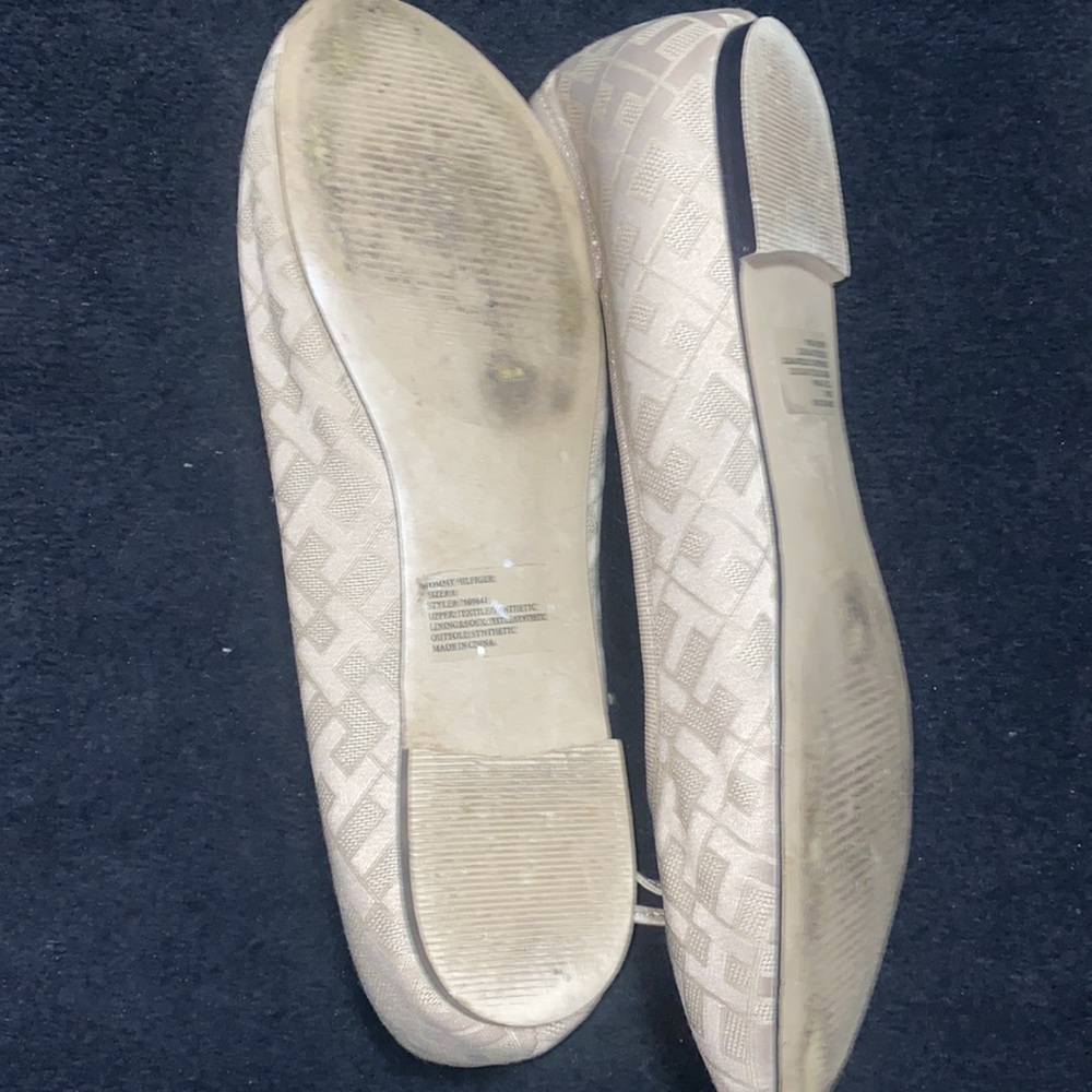🛍️Tommy Hilfiger Jacquard Women's Tan Round toe shoes Ballet flats with bow! - Picture 5 of 5
